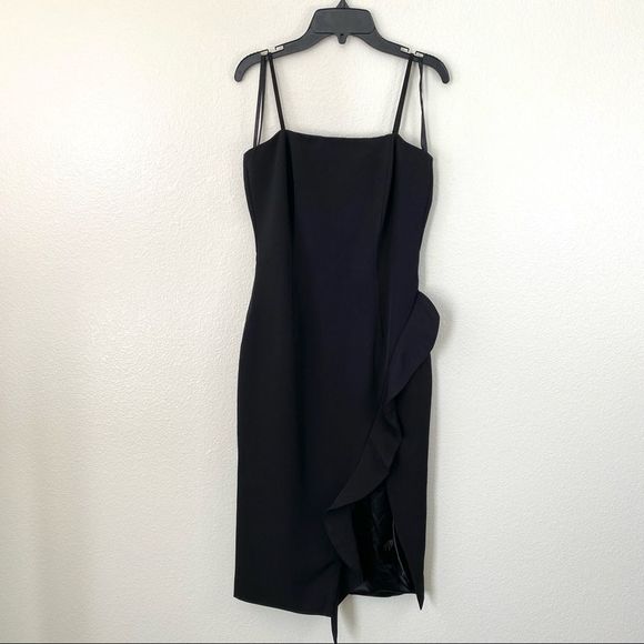 Bardot Carmelle Ruffle Midi Dress Black XS - Picture 2 of 12